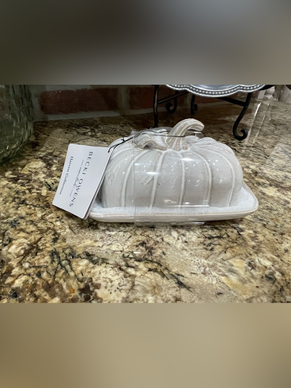 Becki Owens Home pumpkin covered butter dish - Brand new!